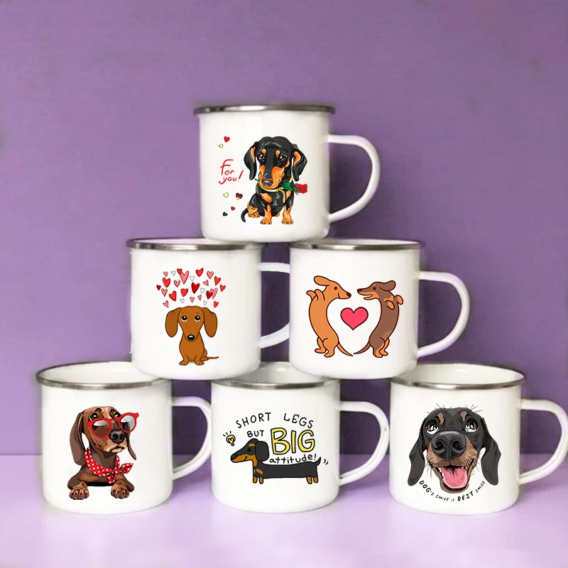 Wine Beer Juice - Engraçado dachshund impressão criativa esmalte caneca