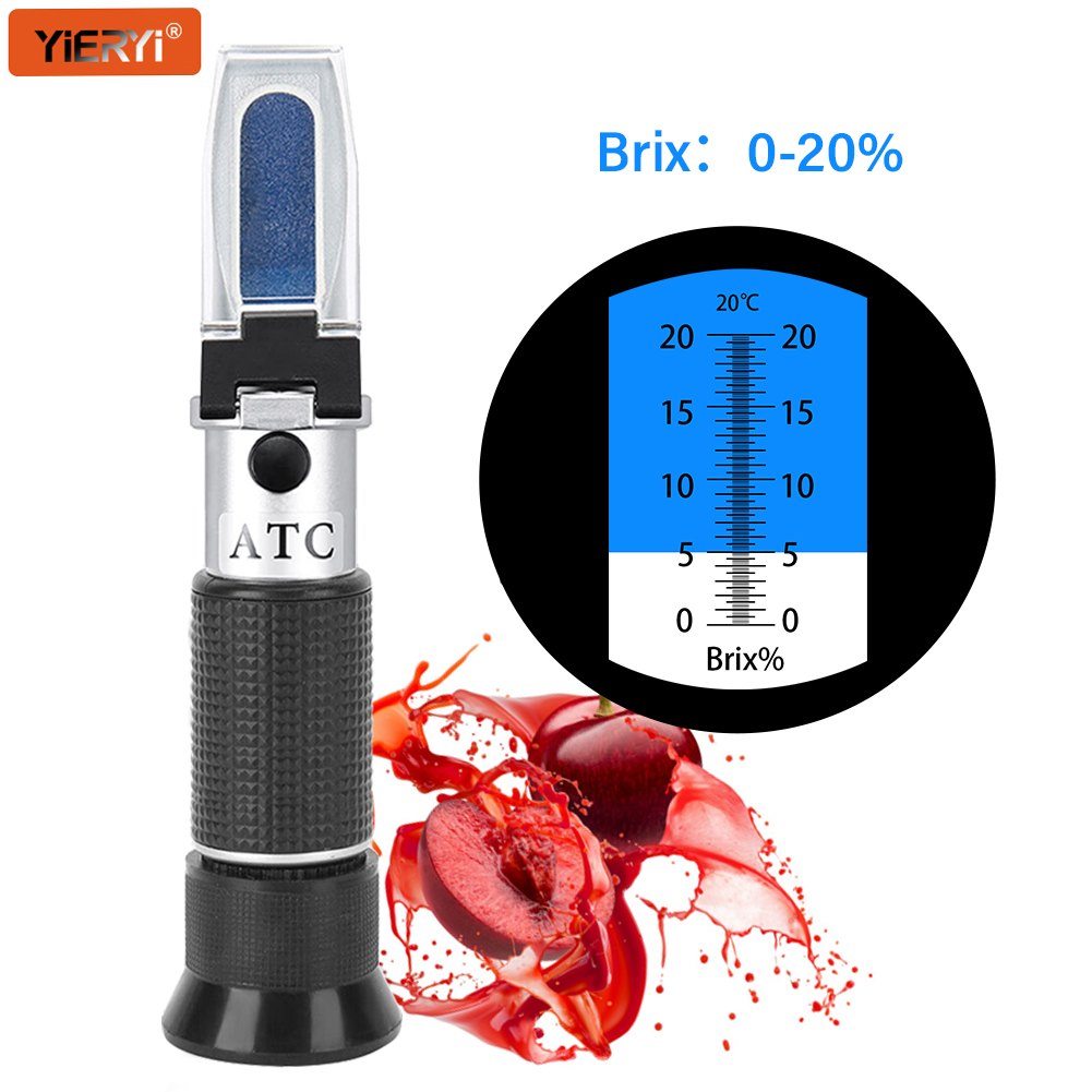 Wine Beer Juice - Yieryi refratômetro brix 0-20% atc, portátil,
