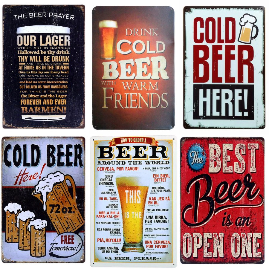 Wine Beer Place - Sinal de Metal Vintage BEER Chic,